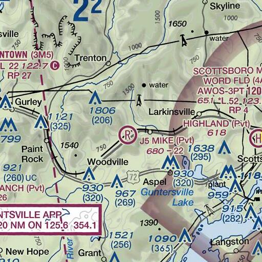 FAA VFR chart of Stephens Gap, AL