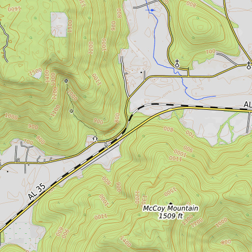 OpenTopoMap map of Stephens Gap, AL