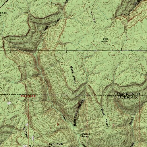 USGS 24K topo map of Bald Point, TN