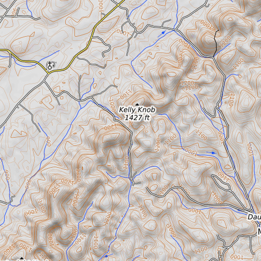OpenTopoMap map of Bill Jack Gap, TN