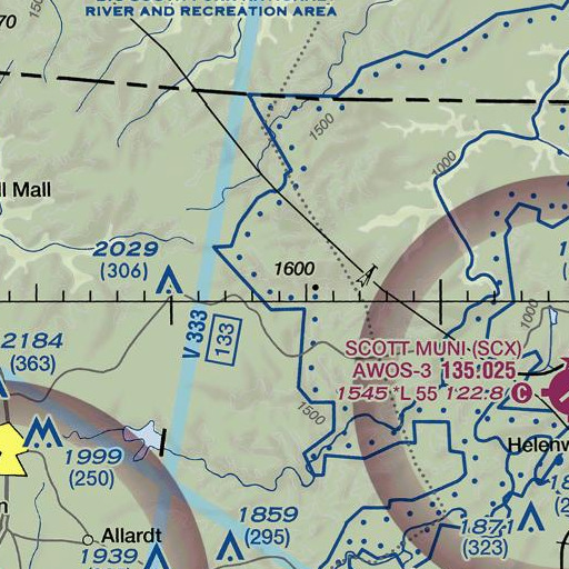 FAA VFR chart of Crooked Branch, TN