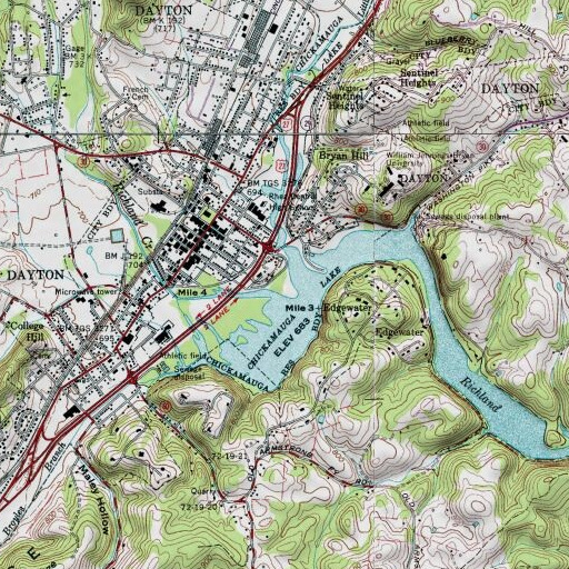 USGS 24K topo map of Point Park, TN