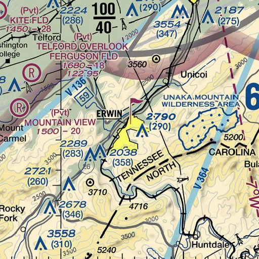 FAA VFR chart of Elephant Back, TN