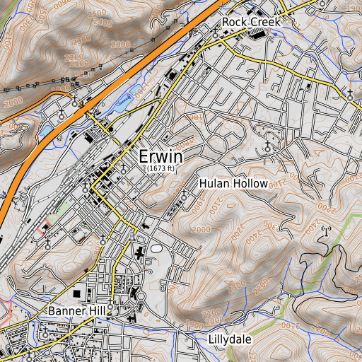 OpenTopoMap map of Elephant Back, TN