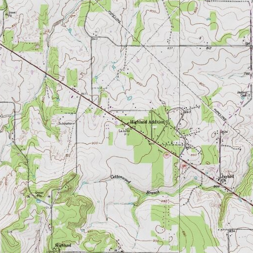 USGS 24K topo map of Highland Addition, TX