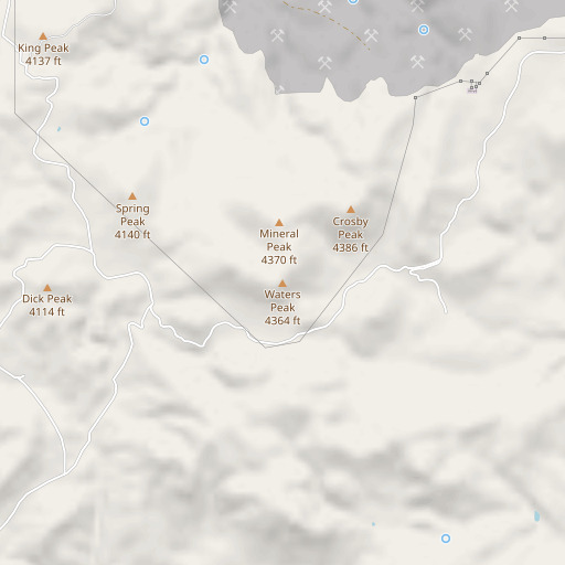 OpenStreetMap map of Waters Peak, AZ