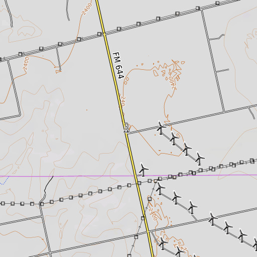 OpenTopoMap map of Lone Wolf Cemetery, TX