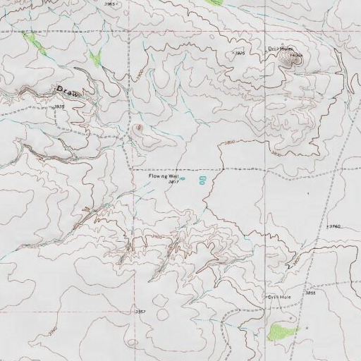 USGS 24K topo map of Flowing Well, TX