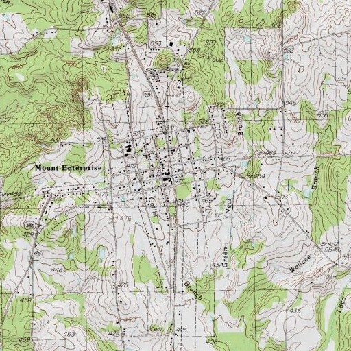 USGS 24K topo map of Mount Enterprise, TX