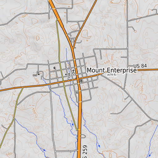 OpenTopoMap map of Mount Enterprise, TX