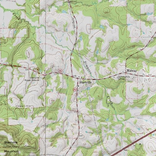 USGS 24K topo map of Starrville, TX