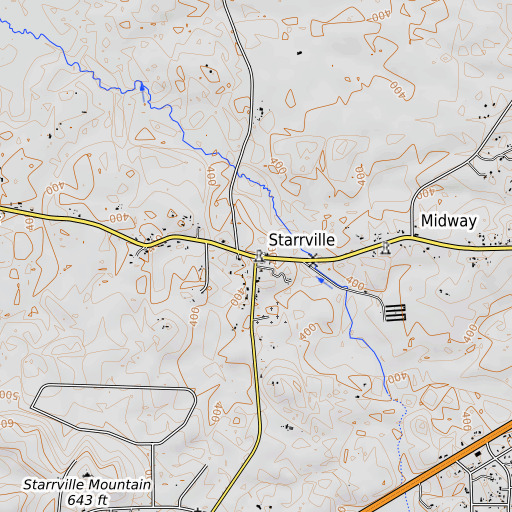 OpenTopoMap map of Starrville, TX