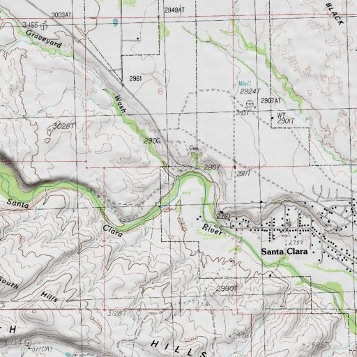 USGS 24K topo map of Graveyard Wash, UT