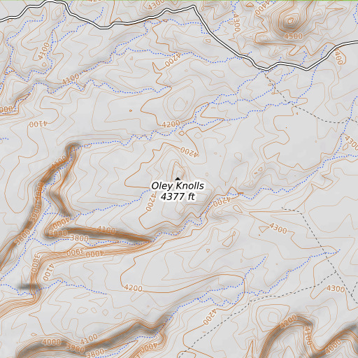 OpenTopoMap map of Oley Knolls, UT