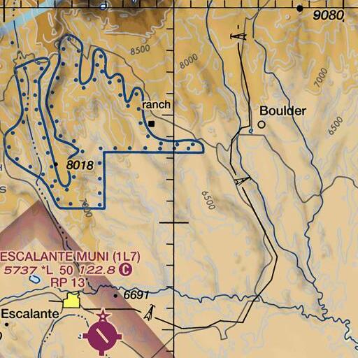 FAA VFR chart of Sweetwater Creek, UT