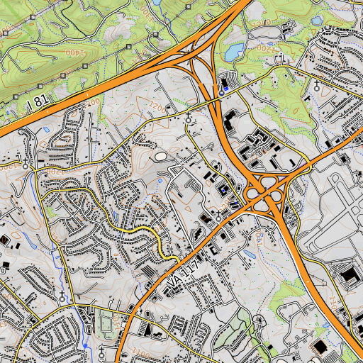 OpenTopoMap map of Northside High School, VA