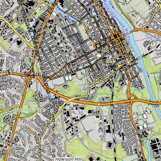 OpenTopoMap map of Monfort Academy, VA