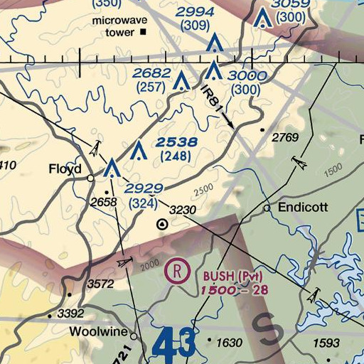FAA VFR chart of Shortts Knob, VA
