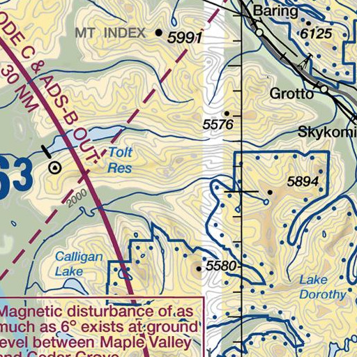FAA VFR chart of Blackhawk Mine, WA