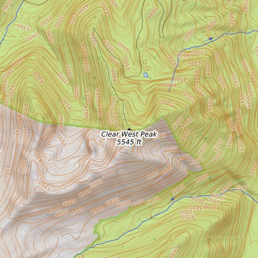 OpenTopoMap map of Clear West Peak, WA