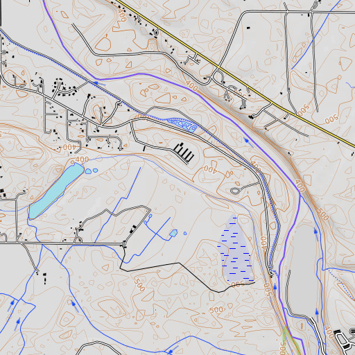 OpenTopoMap map of Yelm Ditch, WA