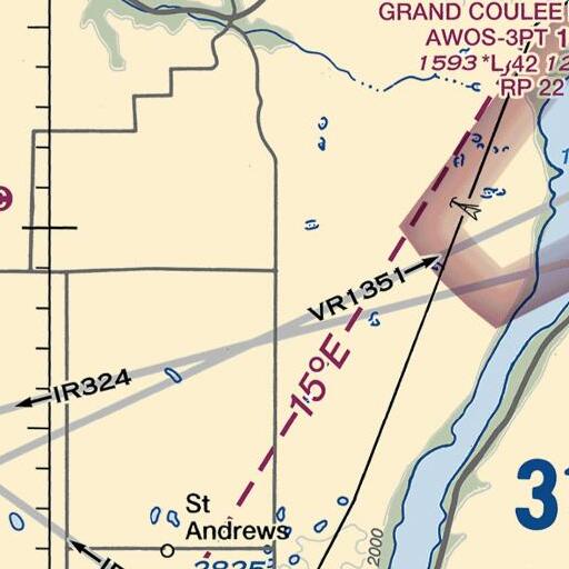 FAA VFR chart of Sims Coner Dam, WA