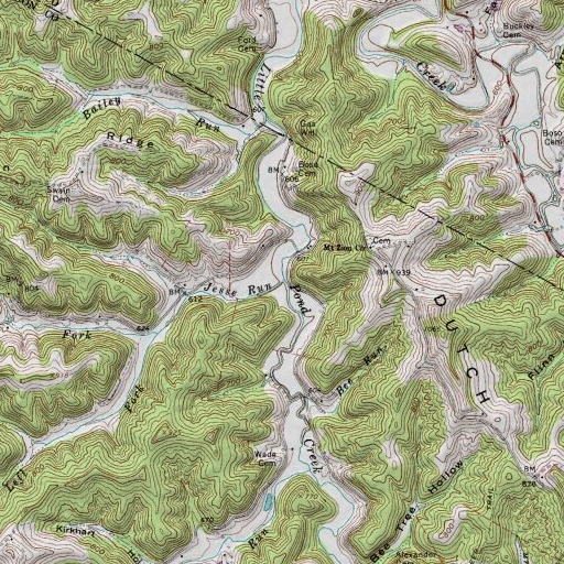 USGS 24K topo map of Jesse Run, WV