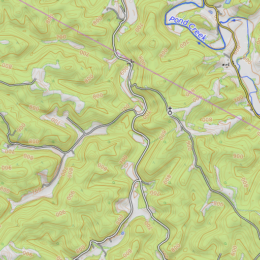 OpenTopoMap map of Jesse Run, WV