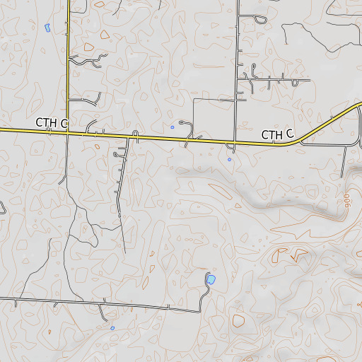 OpenTopoMap map of Coldwater Brook, WI