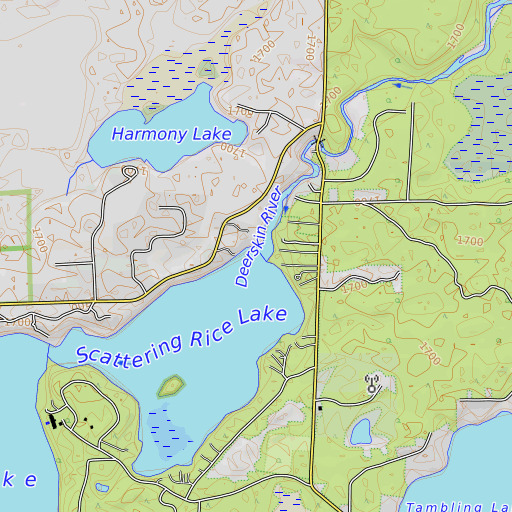 OpenTopoMap map of Deerskin River, WI