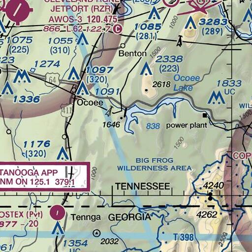 FAA VFR chart of Camp Ocoee, TN