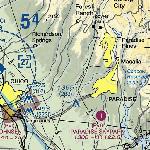 FAA VFR chart of KNVR-FM (Paradise), CA