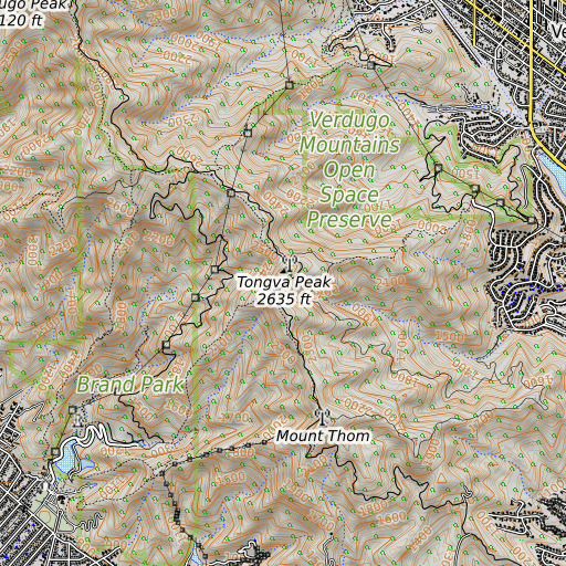 OpenTopoMap map of KROQ-FM (Pasadena), CA