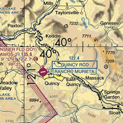 FAA VFR chart of KNLF-FM (Quincy), CA
