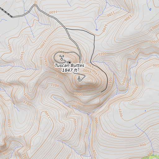 OpenTopoMap map of KFXS-FM (Red Bluff), CA
