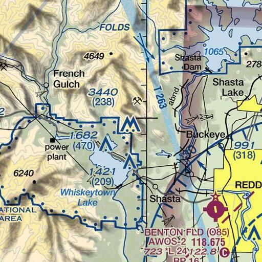 FAA VFR chart of KSHA-FM (Redding), CA