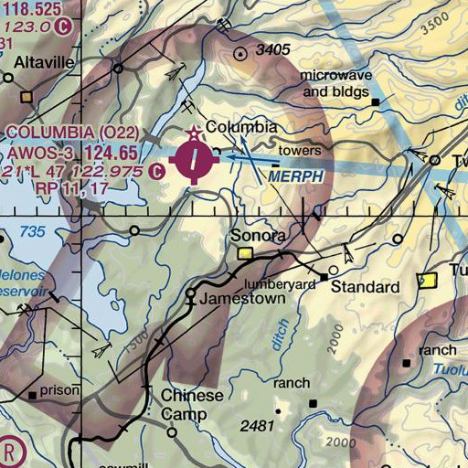 FAA VFR chart of KTUO-FM (Sonora), CA