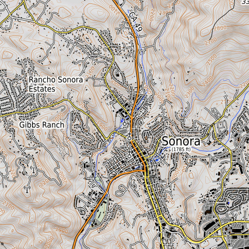 OpenTopoMap map of KTUO-FM (Sonora), CA