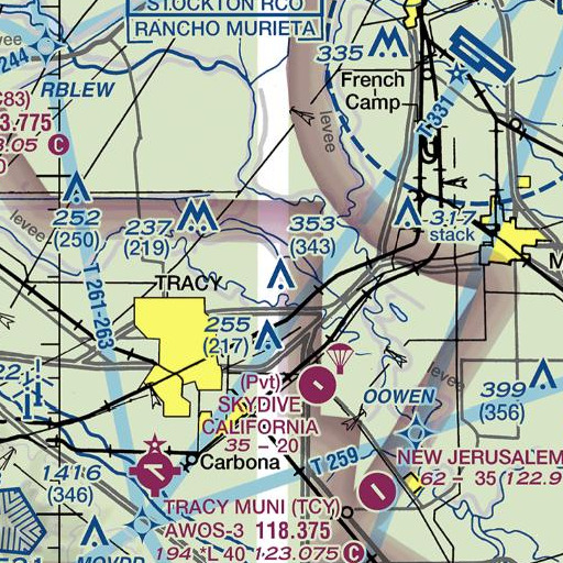 FAA VFR chart of KSGO-FM (Tracy), CA