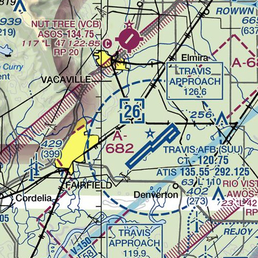 FAA VFR chart of KVIK-FM (Travis AFB), CA