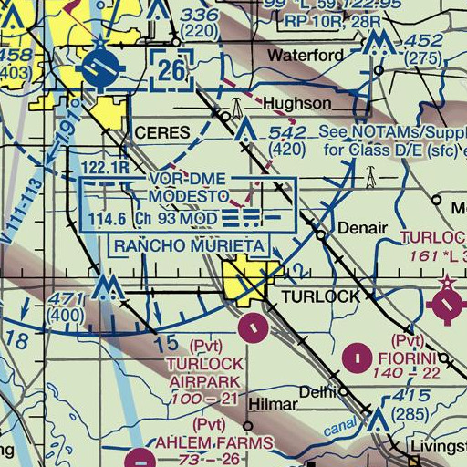 FAA VFR chart of KCSS-FM (Turlock), CA