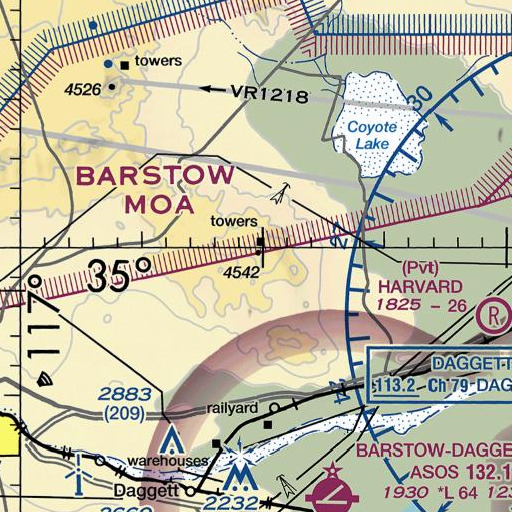FAA VFR chart of KRXV-FM (Yermo), CA