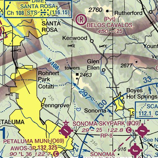 FAA VFR chart of KRCB-TV (Cotati), CA