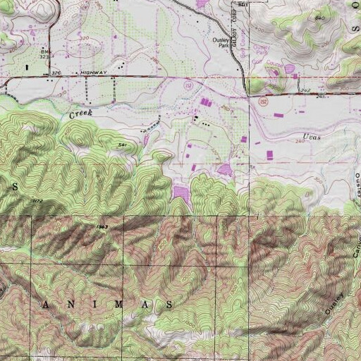 USGS 24K topo map of Debell 628 Dam, CA