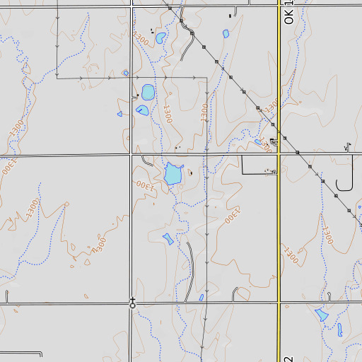 OpenTopoMap map of Oknoname 04702 Dam, OK