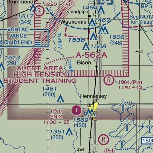 FAA VFR chart of Oknoname 04701 Dam, OK