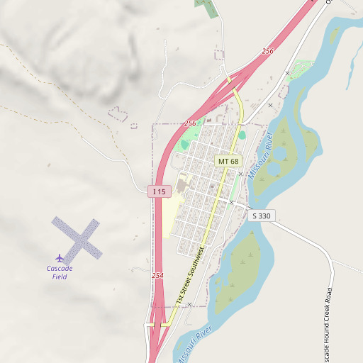 OpenStreetMap map of Cascade School, MT