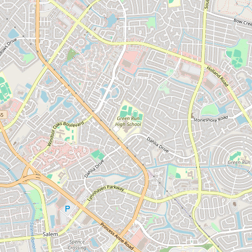 OpenStreetMap map of Green Run High School, VA