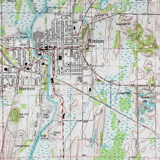 USGS 24K topo map of Horicon High School, WI