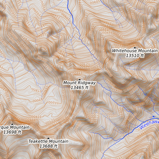 OpenTopoMap map of Mount Ridgway, CO